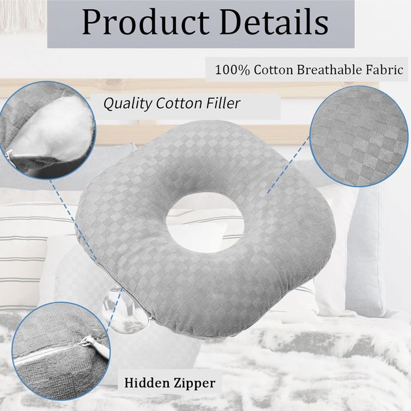 Wuronsa Ear Piercing Pillow for Side Sleepers with an Ear Hole for CNH and Ear Pain Ear Inflammation Pressure Sores, Cotton O-Shaped Side Sleeping Pillow, Ear Guard Pillow - Image 4